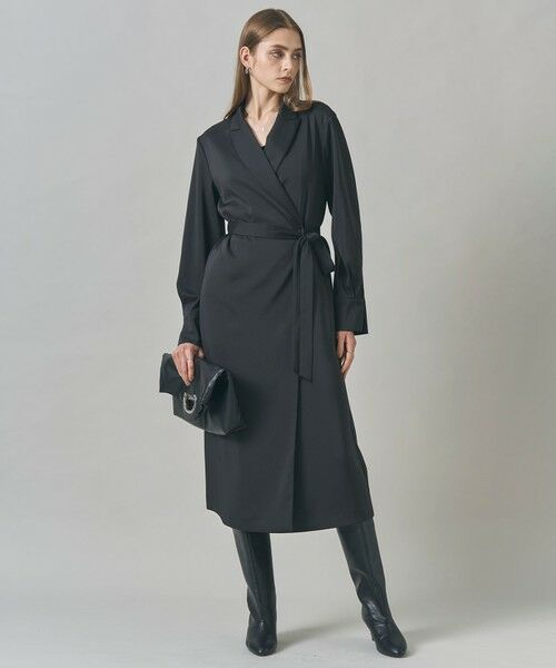 ICB / アイシービー ロング・マキシ丈ワンピース | 【洗える】ストレッチダブルサテン テーラーカラー ラップワンピース | 詳細13