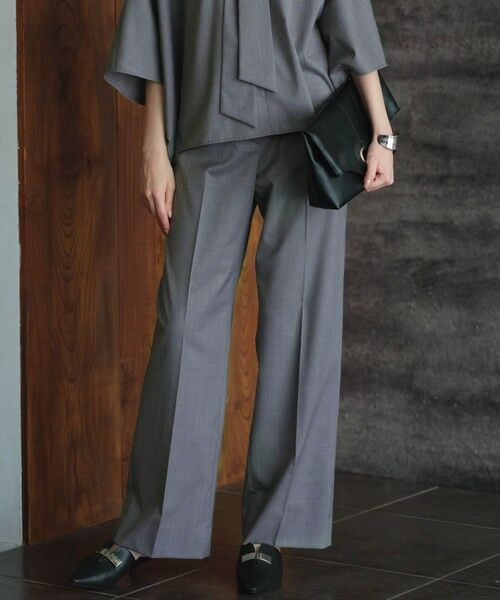 ICB / アイシービー その他パンツ | 【洗える】T/Wブロード ワイドストレートパンツ(ライトグレー系)