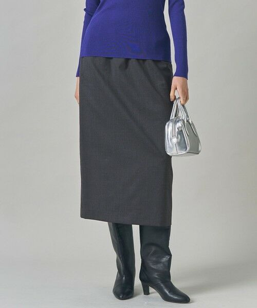 ICB/アイシービー 【洗える】T/Wブロード ナロースカート チャコール系 4 ICB/アイシービー 【洗える】T/Wブロード ナロースカート チャコール系 4