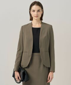 ICB / アイシービー ノーカラージャケット | 【UVカット・洗える】ウール2WAYストレッチ ノーカラージャケット