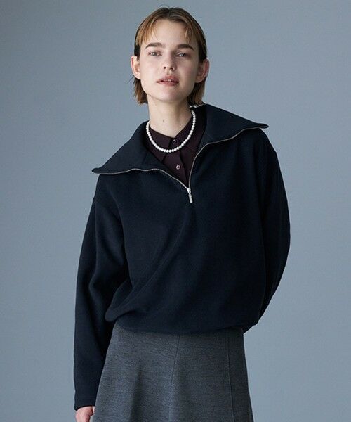 ICB/アイシービー 【洗える】 トスカーナフリース ハーフジッププルオーバー ネイビー S ICB/アイシービー 【洗える】 トスカーナフリース ハーフジッププルオーバー ネイビー S