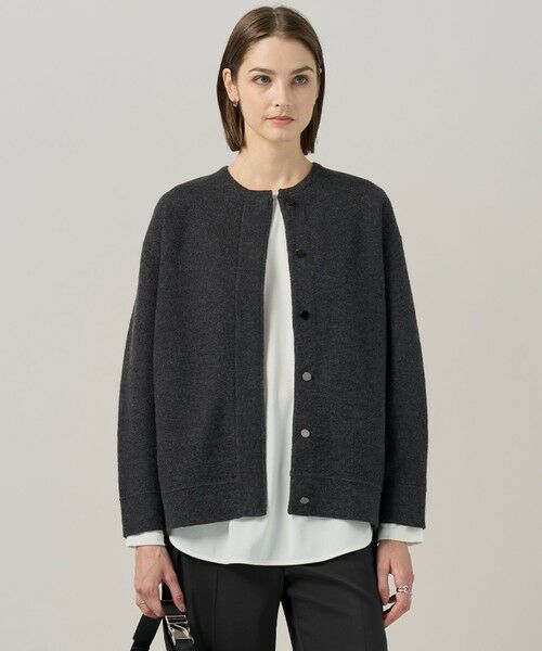 ICB/アイシービー ミルドウール ニットブルゾン チャコール系 S ICB/アイシービー ミルドウール ニットブルゾン チャコール系 S