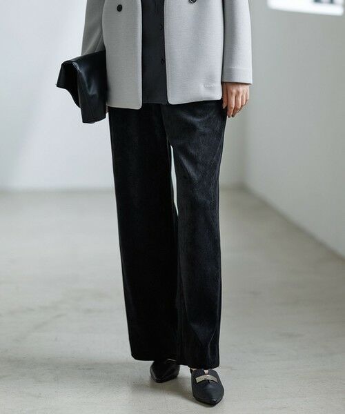 ICB/アイシービー 【洗える】 ラッセルライトピケ ストレートパンツ ブラック系 2 ICB/アイシービー 【洗える】 ラッセルライトピケ ストレートパンツ ブラック系 2