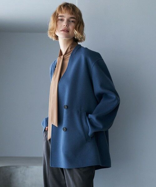 ICB/アイシービー WoolRever ノーカラーショートコート ブルーグレー系 6 ICB/アイシービー WoolRever ノーカラーショートコート ブルーグレー系 6