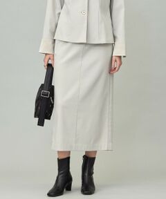 ICB / アイシービー ミニ・ひざ丈スカート | 【裏起毛】 ウォームサテン Iラインスカート