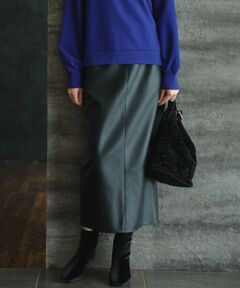 ICB / アイシービー ミニ・ひざ丈スカート | 【洗える】フェイクレザー ナロースカート