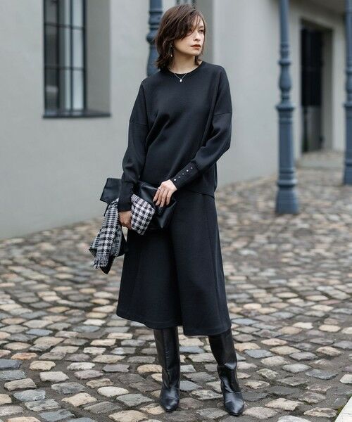 ICB / アイシービー ミニ・ひざ丈スカート | 【洗える】 シルキーウールダブルフェイス ニットフレアスカート | 詳細1