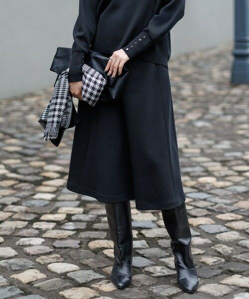 ICB/アイシービー 【洗える】 シルキーウールダブルフェイス ニットフレアスカート ブラック XS ICB/アイシービー 【洗える】 シルキーウールダブルフェイス ニットフレアスカート ブラック XS