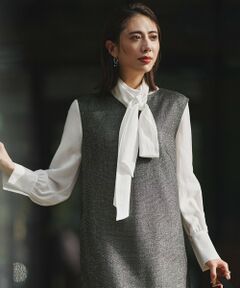 セルロースシルクビエラ ボウタイ付きブラウス