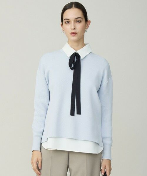 ICB / アイシービー ニット・セーター | コットンポリエステルスムース  プルオーバー ニット（クラウドサックス）
