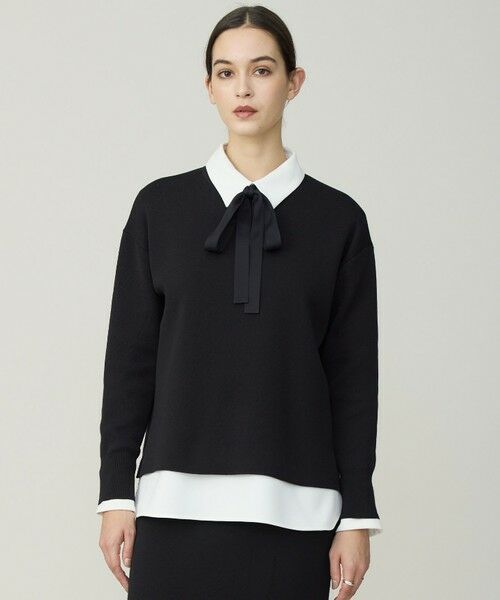 ICB / アイシービー ニット・セーター | コットンポリエステルスムース  プルオーバー ニット（ブラック）