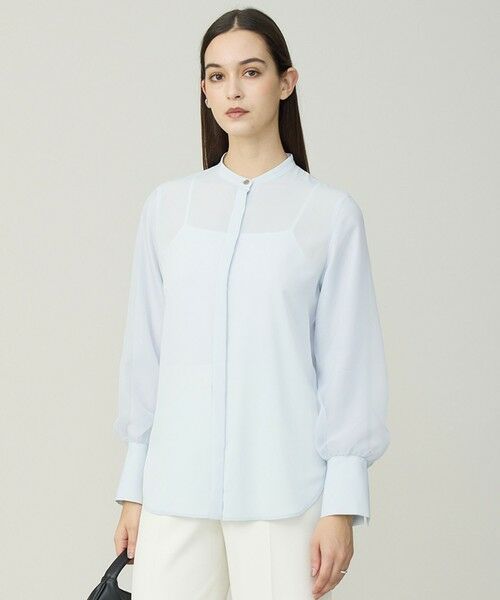 ICB / アイシービー シャツ・ブラウス | オーガンコンビシャーティング シアーレイヤードスリーブブラウス（クラウドサックス）
