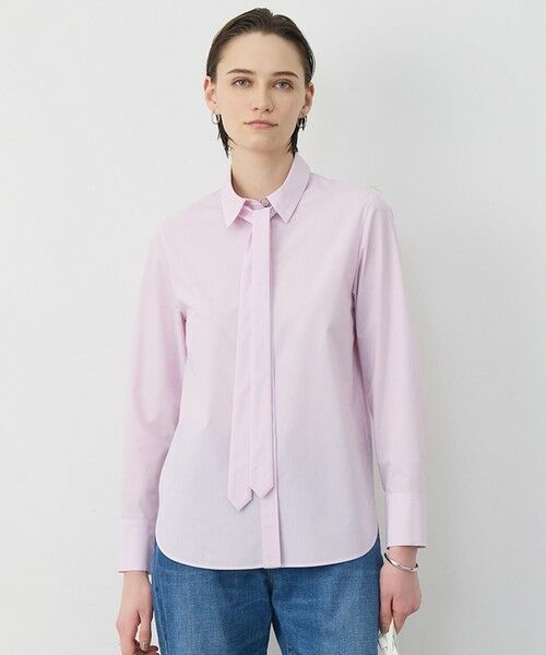 ICB / アイシービー シャツ・ブラウス | 【2WAY】 クリーンブロード タイ付きシャツ(ライトピンクストライプ)