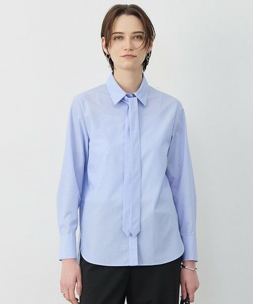 ICB / アイシービー シャツ・ブラウス | 【2WAY】 クリーンブロード タイ付きシャツ(ブルーストライプ)