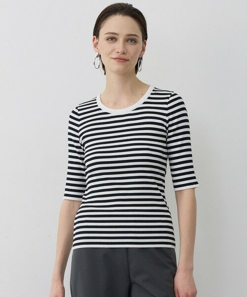 ICB / アイシービー カットソー | 4×2リブ プルオーバーカットソー（ネイビーボーダー）