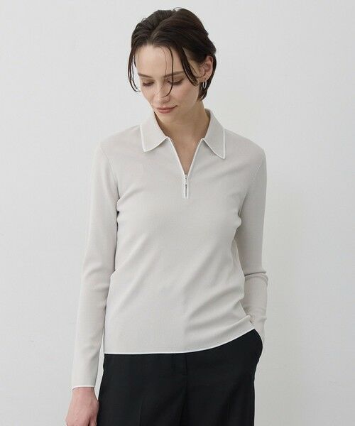 ICB / アイシービー ニット・セーター | シンセティックフルニードル ハーフジップニット（トープ）