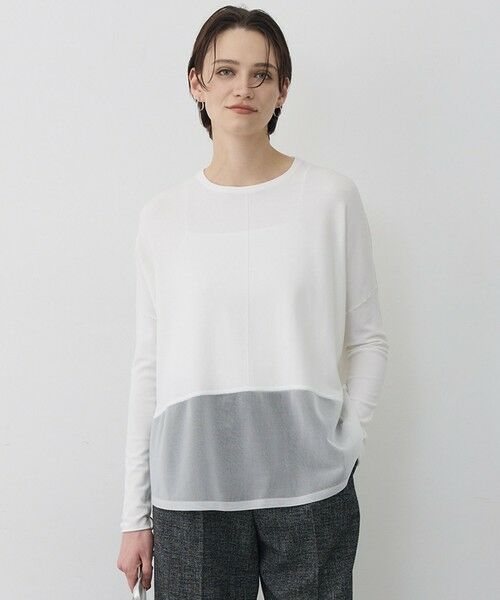 ICB / アイシービー ニット・セーター | ヴィスコースワイド シアーコンビプルオーバー（オフホワイト）