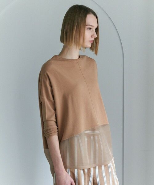 ICB / アイシービー ニット・セーター | ヴィスコースワイド シアーコンビプルオーバー（アプリコットベージュ）