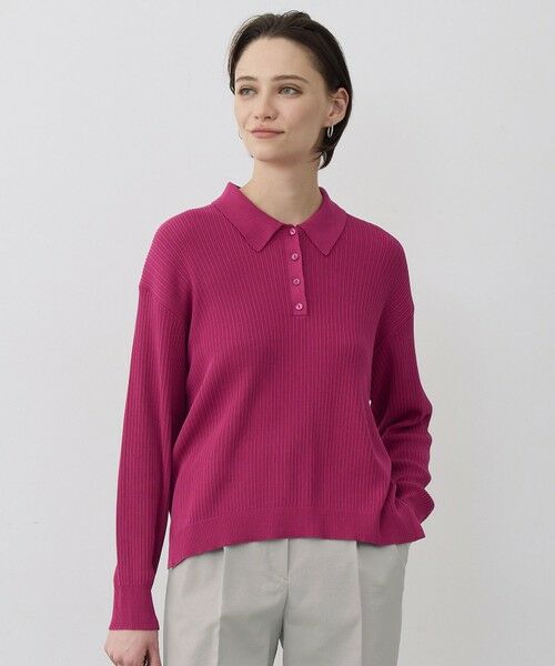 ICB / アイシービー ニット・セーター | マーセライズコットンポロ ニット（フューシャ）