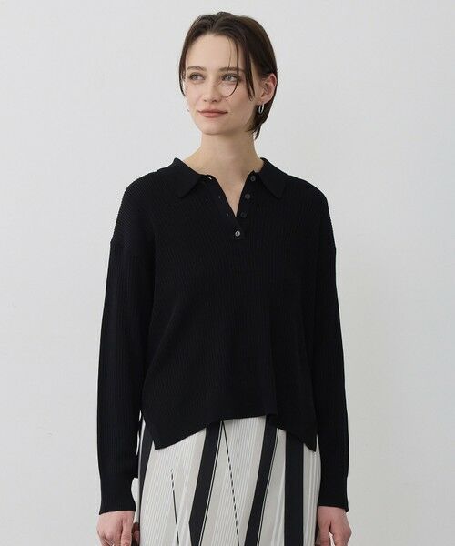 ICB / アイシービー ニット・セーター | マーセライズコットンポロ ニット（ブラック）