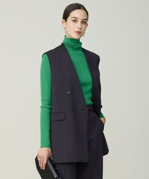 ICB / アイシービー ベスト | ハイツイストダブルクロス ノーカラージレ（ネイビー）