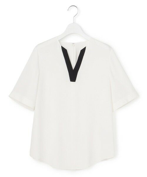 ICB / アイシービー シャツ・ブラウス | BackSatinAmunzen 5分袖Vネック配色ブラウス | 詳細7