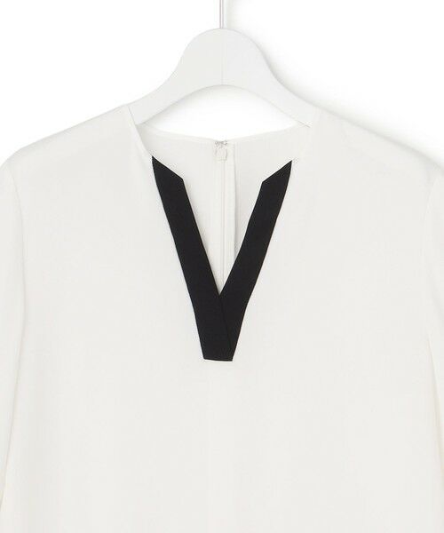 ICB / アイシービー シャツ・ブラウス | BackSatinAmunzen 5分袖Vネック配色ブラウス | 詳細8