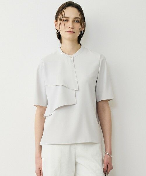 ICB / アイシービー シャツ・ブラウス | ストレッチジョーゼット ラッフルディテールブラウス（トープ）