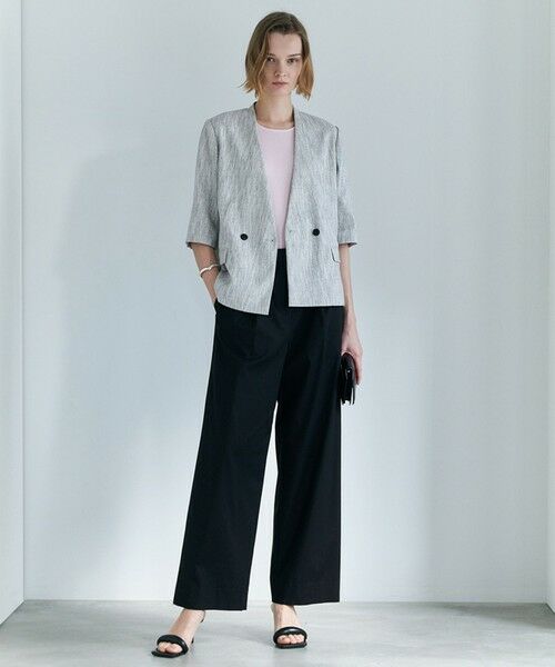 ICB / アイシービー ノーカラージャケット | ストレッチMIXツイード 半袖ジャケット | 詳細2