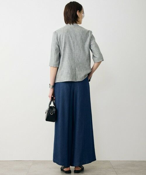 ICB / アイシービー ノーカラージャケット | ストレッチMIXツイード 半袖ジャケット | 詳細3