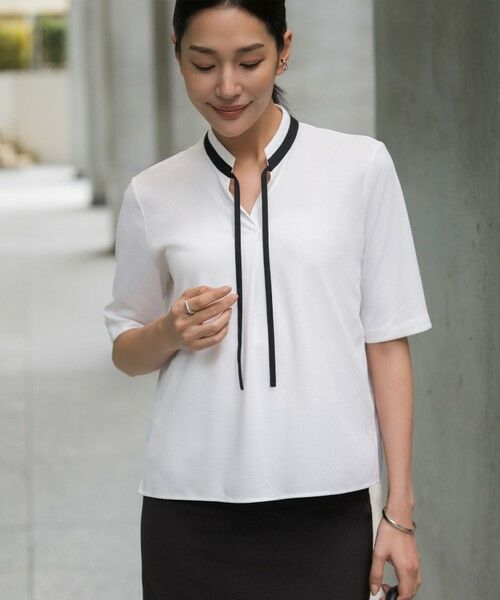 ICB / アイシービー カットソー | スパンプラチナムジョーゼット ナロータイカットソー(オフホワイト)