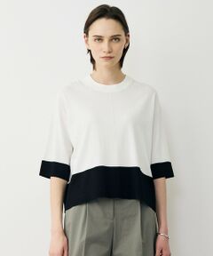 VIS/NYハイゲージ バイカラーニットT