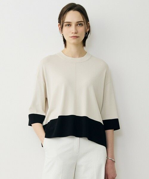 ICB / アイシービー ニット・セーター | VIS/NYハイゲージ バイカラーニットT（トープ×ブラック配色）