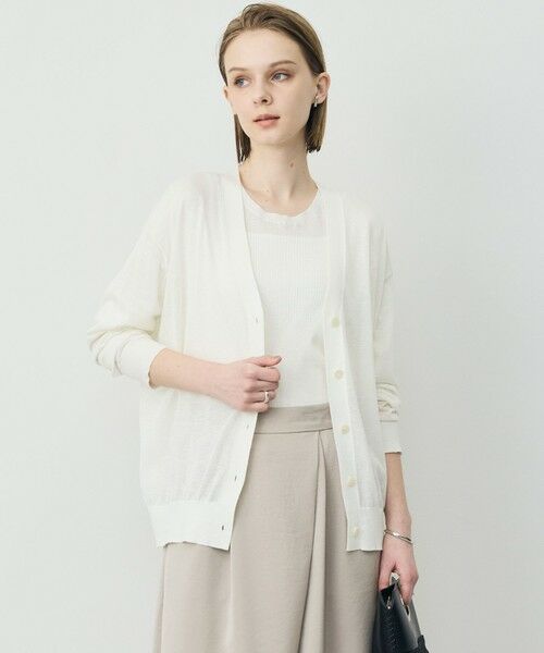 ICB / アイシービー カーディガン・ボレロ | リネンブレンドシアー カーディガン（オフホワイト）