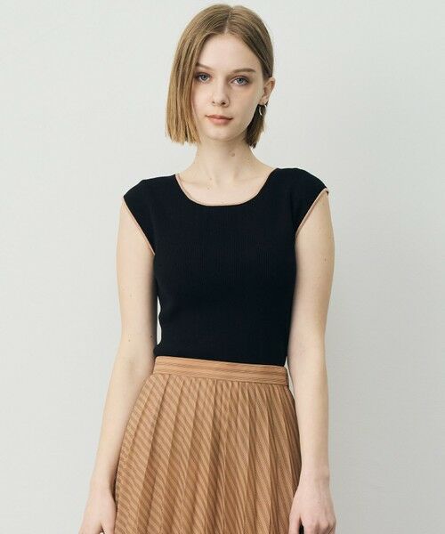 ICB / アイシービー ニット・セーター | オーガニックコットン リブニット（ブラック×アンバーブラウン）