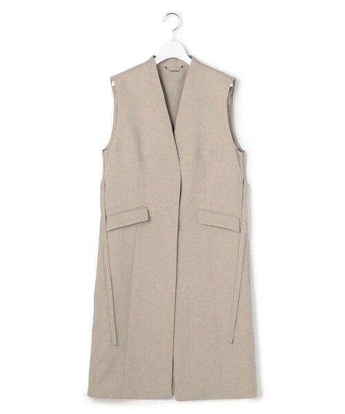 ICB / アイシービー ベスト | 【WEB＆一部店舗限定】 SerikaWorsted ノーカラーロングジレ（ベージュカーキ）