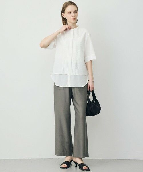 ICB / アイシービー シャツ・ブラウス | リネンスラブローン バンドカラーデザインシャツ | 詳細1