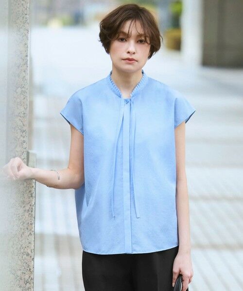 ICB / アイシービー シャツ・ブラウス | セシェシルキーローン フレンチスリーブボウタイブラウス（スカイブルー）