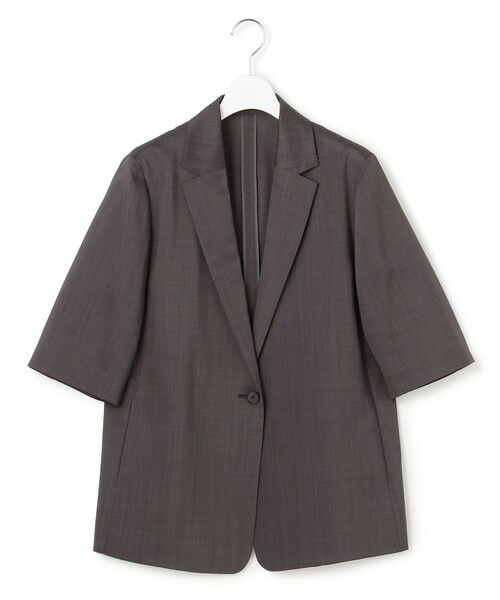 ICB / アイシービー テーラードジャケット | Peラミーシアータフタ 半袖ジャケット（チャコール）