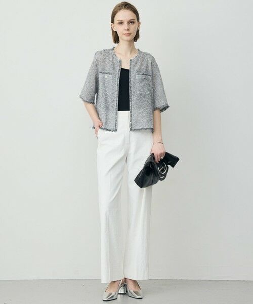 ICB / アイシービー ノーカラージャケット | サマーレノクロス ハーフスリーブジャケット | 詳細1