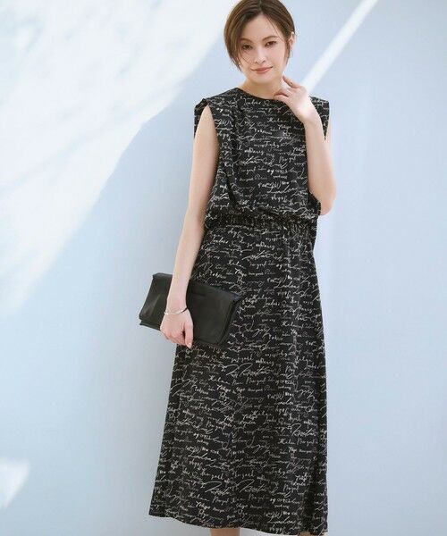 ICB / アイシービー ロング・マキシ丈ワンピース | 【30th ANNIVERSARY】5cityプリント ノースリーブワンピース（ブラック×オフホワイト）