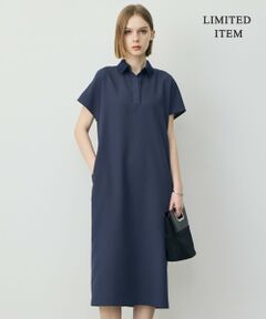 ICB / アイシービー ロング・マキシ丈ワンピース | 【WEB限定】FluidBackSatin ニット衿シャツワンピース