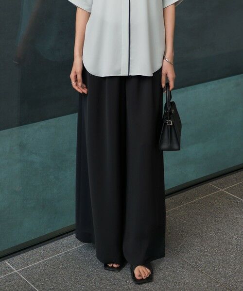 ICB / アイシービー その他パンツ | ドレープツイル ボリュームワイドパンツ（ブラック）