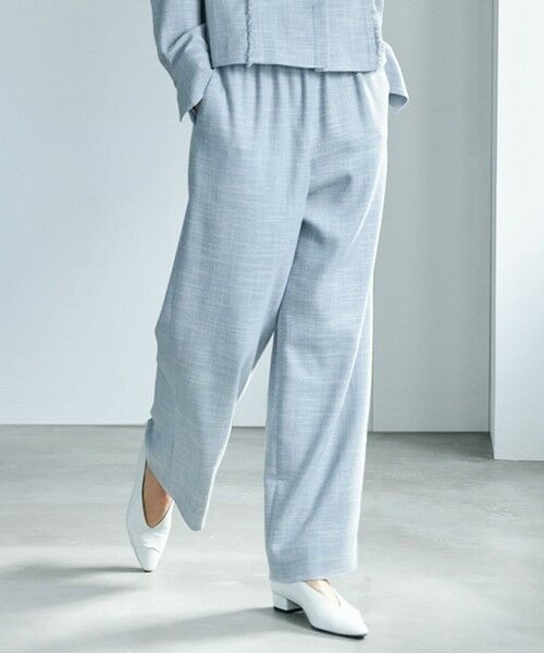 ICB / アイシービー その他パンツ | ライトスラブツイード ワイドパンツ(スモーキーサックス×オフホワイトミックス)