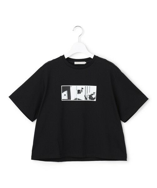 ICB / アイシービー カットソー | クロップド ロゴTEE（フォトプリント）（ブラック）