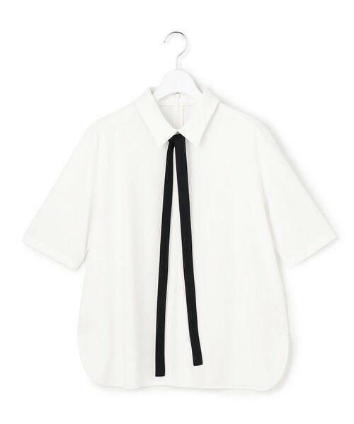 ICB / アイシービー カットソー | 【WEB限定カラーあり】マラボーテライトジョーゼット 半袖ボウタイ付きシャツカラートップス | 詳細3