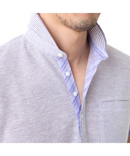 **ILFARO / イルファーロ ポロシャツ | リネン混ハニカム鹿の子ショールカラーポロ | 詳細3