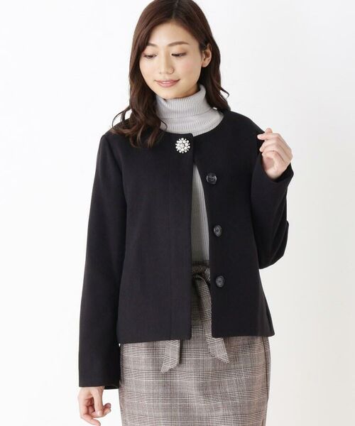 ノーカラービジューショートコート ノーカラージャケット Index インデックス ファッション通販 タカシマヤファッションスクエア