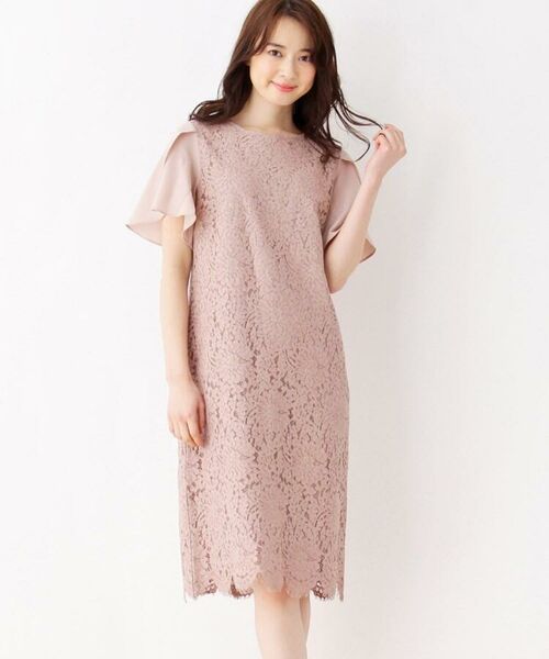 セール Web限定 レース切替 袖フレア袖ワンピース ミニ丈 ひざ丈ワンピース Index インデックス ファッション通販 タカシマヤファッションスクエア