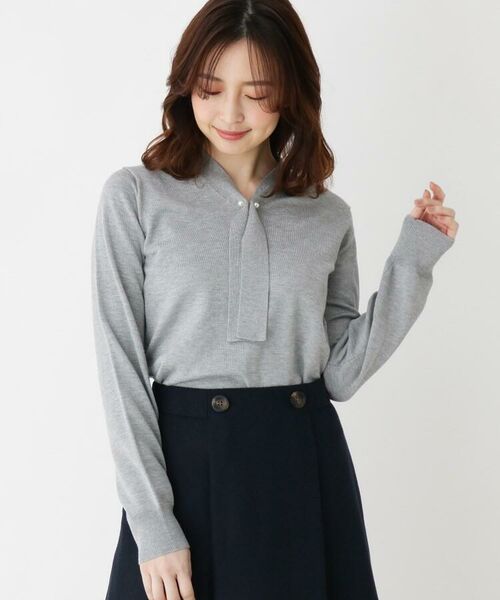 42 Ll Web限定サイズ パール調バーモチーフボウタイ風ニットプルオーバー ニット セーター Index インデックス ファッション通販 タカシマヤファッションスクエア